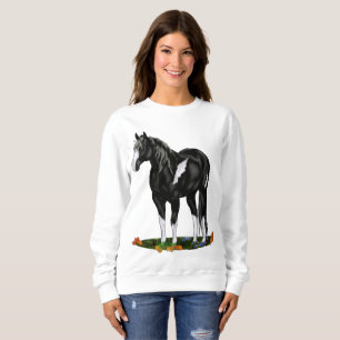 Sudadera Caballo de Pintura Overo Negro y Blanco