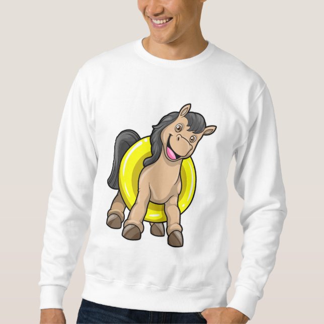 Sudadera Caballo en la playa con anillo de natación (Anverso)
