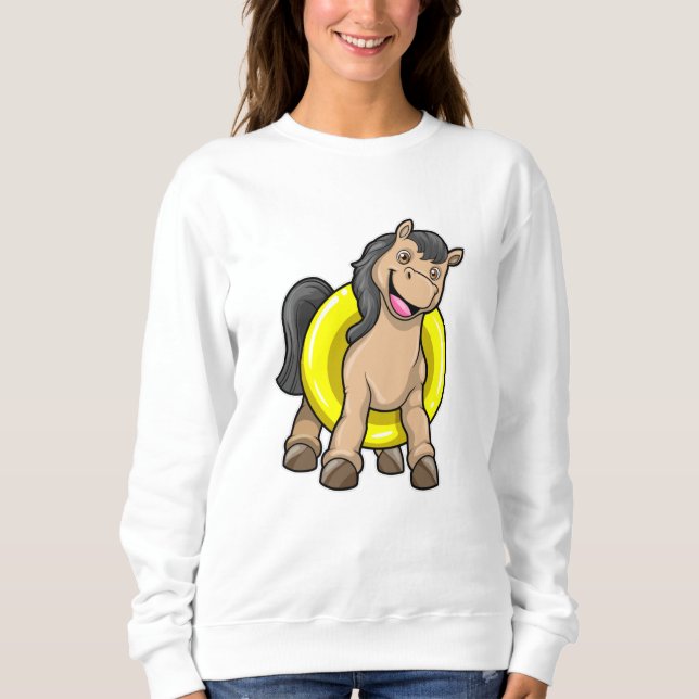 Sudadera Caballo en la playa con anillo de natación (Anverso)