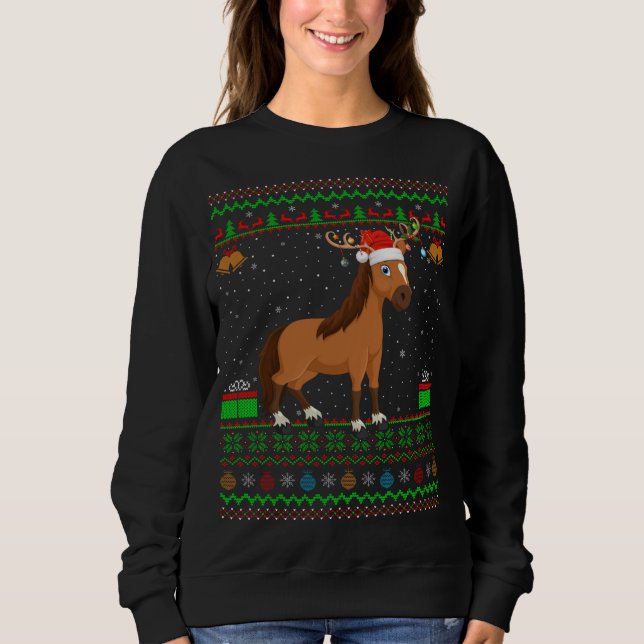 Sudadera Caballo Lover Santa Hat coincidiendo con la feo Ch (Anverso)