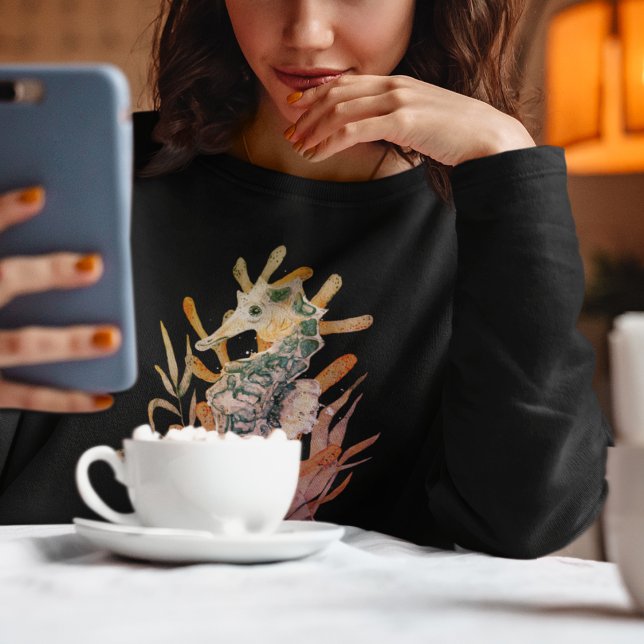 Sudadera Caballo marino con ramo de hojas marinas (Sea Horse With Bouquet of Sea Leaves Sweatshirt)