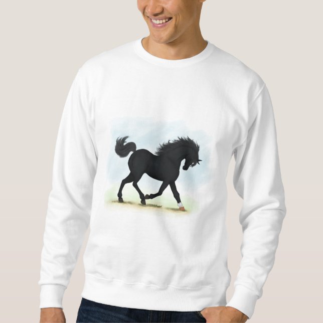 Sudadera Caballo negro con estrella y pavo (Belleza negra) (Anverso)