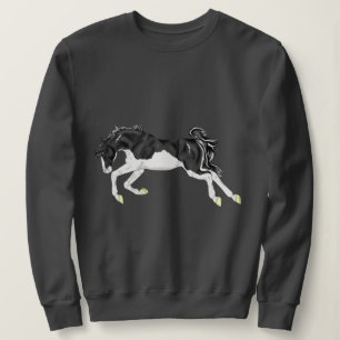 Sudadera Caballo Overo con salpicaduras en blanco y negro