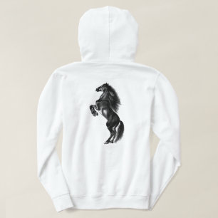 Sudadera Caballo salvaje negro vertical - Dibujo en blanco