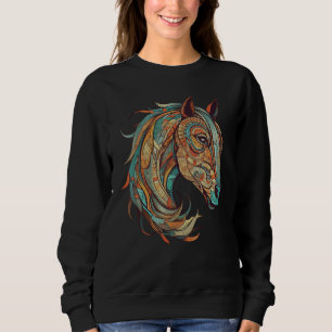 Sudadera Caballo Tribal Abstracto Nativo Americano Geométri