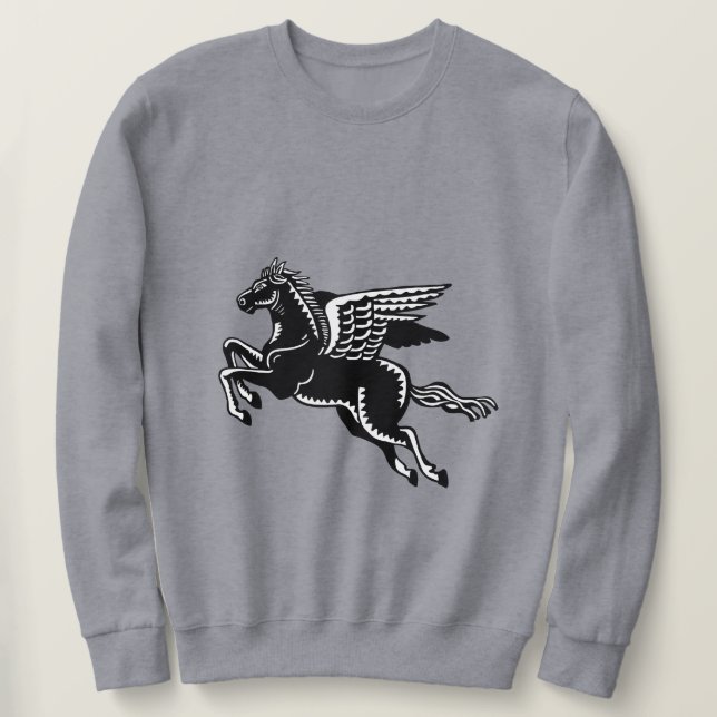 Sudadera Caballo volador - Blanco y negro (Anverso del diseño)