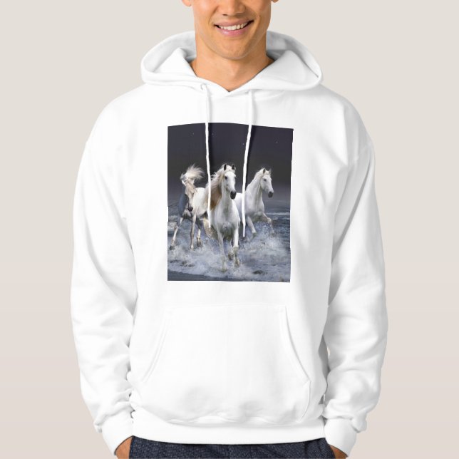 Sudadera Caballos corriendo lanzando almohada (Anverso)