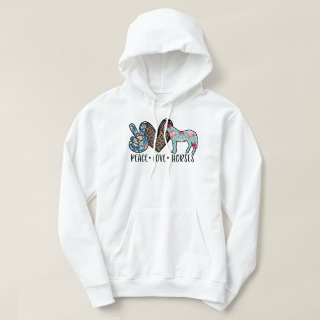 Sudadera Caballos de amor por la paz Tee divertido para los (Diseño del anverso)