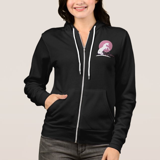 Sudadera Caballos de Corazón Blanco V (Rosa) (Anverso)