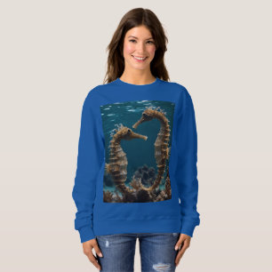 Sudadera Caballos De Mar Románticos Amanecer Bajo El Océano