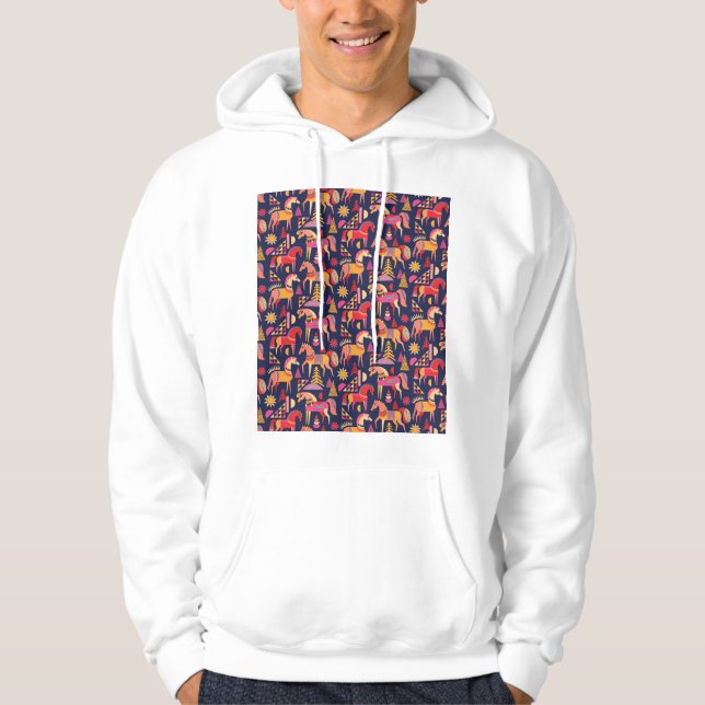 Sudadera Caballos escandinavos: Diseño Decorativo y Seamles (Anverso)