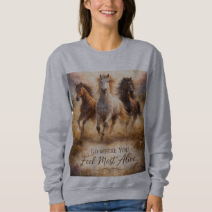 Sudadera Caballos Salvajes Corriendo Gráficos para Mujeres