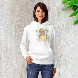 Sudadera Cabaña de Playa Tropical Tablas de Surf y Palmeras