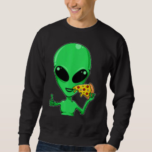 Sudadera Cabeza Alien Comer Pizza Ufo Extraterrestre