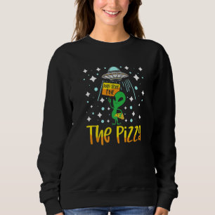 Sudadera Cabeza alienígena comiendo pizza ovni extraterrest