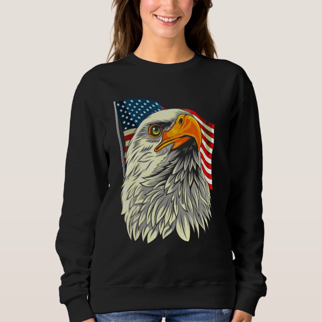 Sudadera Cabeza De Águila Calva Con Estrellas Y Bandera De  (Anverso)