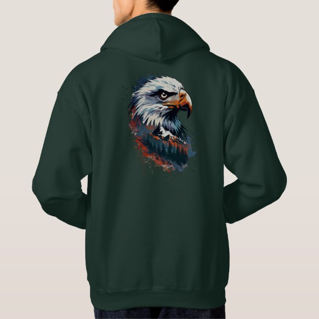 Sudadera Cabeza de águila y montaña estilizada (Reverso)