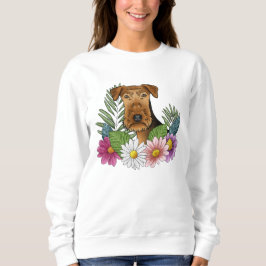 Sudadera Cabeza de Airedale Terrier con flores de verano co