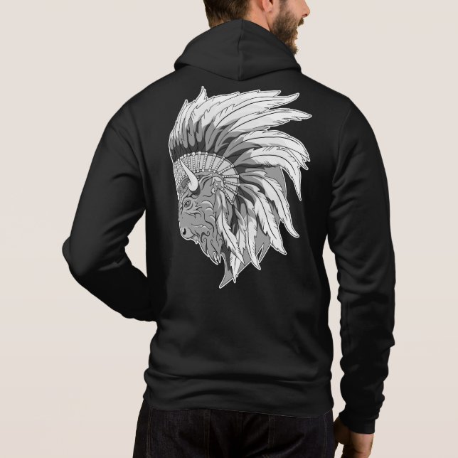 Sudadera Cabeza de búfalo con dirección alta india (Reverso)