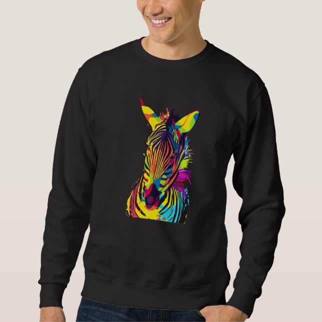 Sudadera Cabeza de cebra Arte Pop Colorido (Anverso)