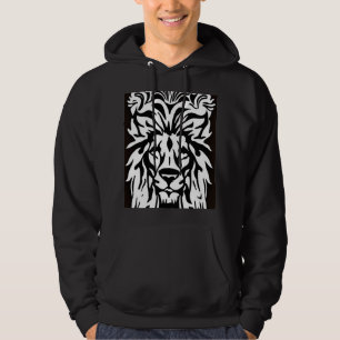 Sudadera Cabeza de león negro y blanco grabado regal