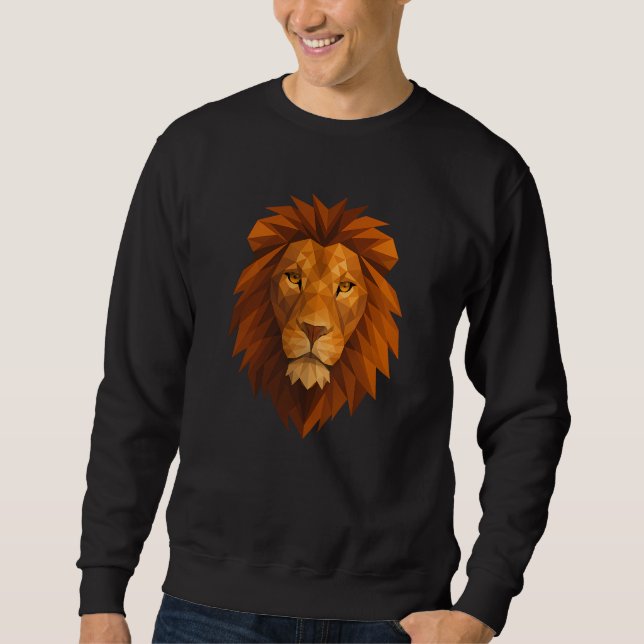 Sudadera Cabeza de león poligonal - Diseño de potencia geom (Anverso)
