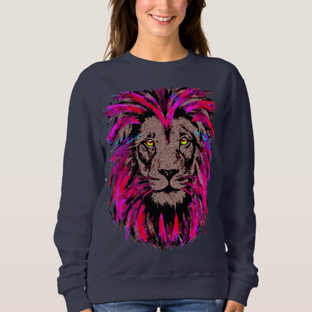 Sudadera Cabeza de león rosa - Rasgo de cara de león (Anverso)