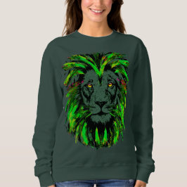 Sudadera Cabeza de León Verde - Dibujo de retrato de sudade