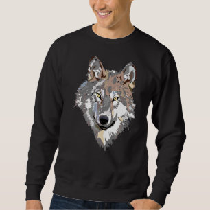 Sudadera Cabeza de Lobo Gris Arte Howling Moon Animal Fores