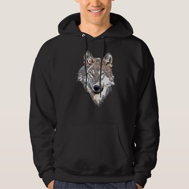 Sudadera Cabeza de Lobo Gris Arte Howling Moon Animal Fores (Anverso)
