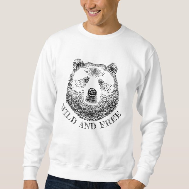 Sudadera Cabeza De Oso, Silvestre Y Libre, Ilustracion Derr (Anverso)