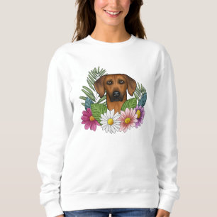 Sudadera Cabeza de perro Ridgeback de Rodesia Flores silves