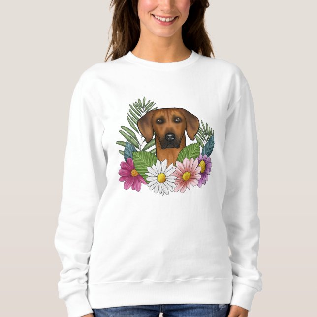 Sudadera Cabeza de perro Ridgeback de Rodesia Flores silves (Anverso)