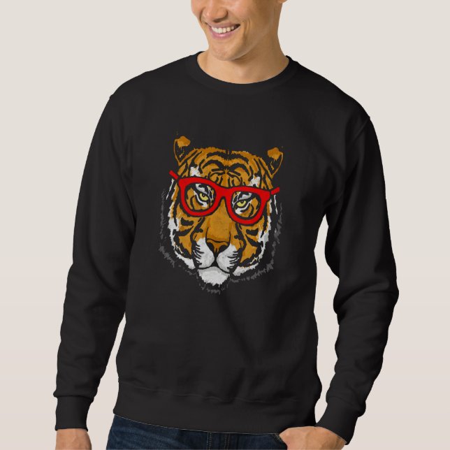 Sudadera Cabeza de tigre artística y gafas de hipster Gráfi (Anverso)