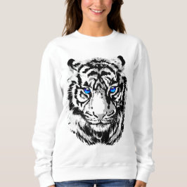Sudadera Cabeza de tigre blanco siberiana - Ojos azules tig