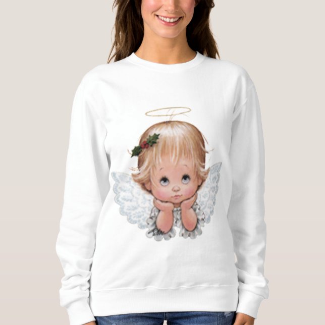 Sudadera Cabeza linda del ángel del bebé del navidad en (Anverso)