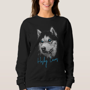 Sudadera Cabeza Retrato Siberian Husky Con Ojos Azules