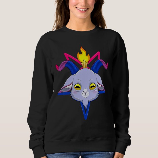Sudadera Cabra Cabeza Satanás Baphomet Bisexual Orgullo Bi  (Anverso)