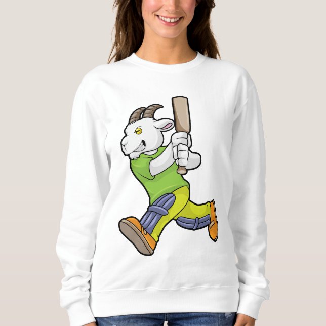 Sudadera Cabra como bateador con bate de críquet (Anverso)
