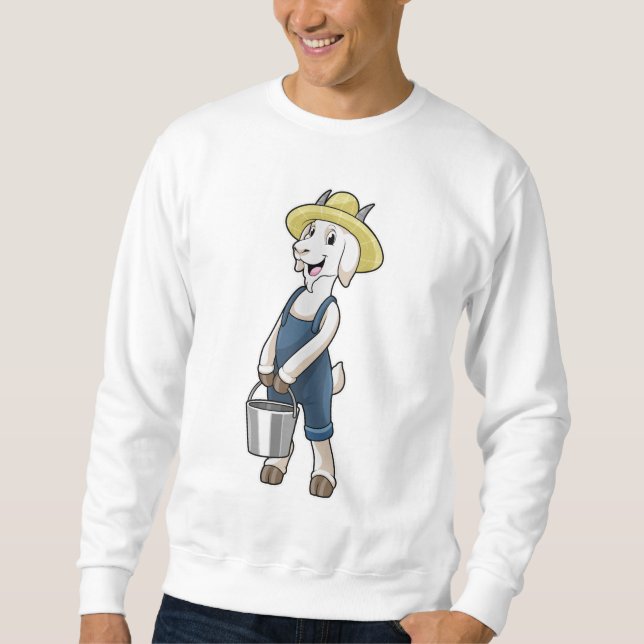 Sudadera Cabra como granjero con cubo (Anverso)