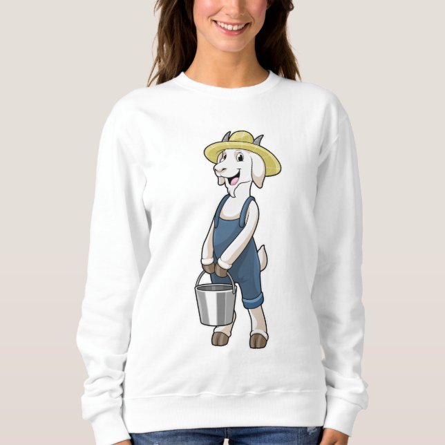 Sudadera Cabra como granjero con cubo (Anverso)