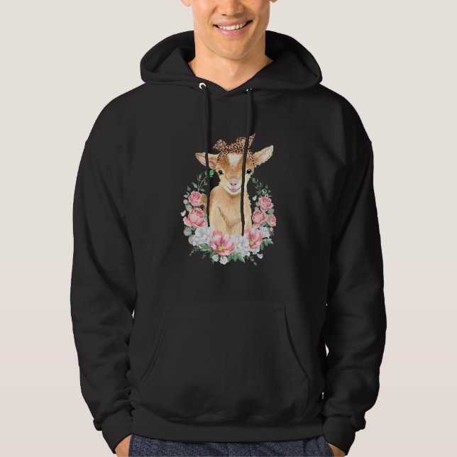 Sudadera Cabra Cuta Con Cabeza De Leopardo Boho Flor Cute G (Anverso)