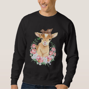 Sudadera Cabra Cuta Con Cabeza De Leopardo Boho Flor Cute G