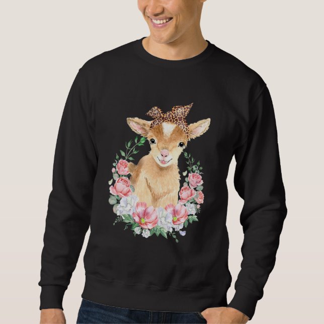 Sudadera Cabra Cuta Con Cabeza De Leopardo Boho Flor Cute G (Anverso)