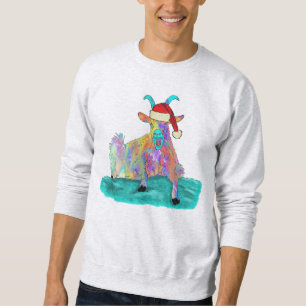 Sudadera Cabra Gritando Navidad Divertida Animal Colorido