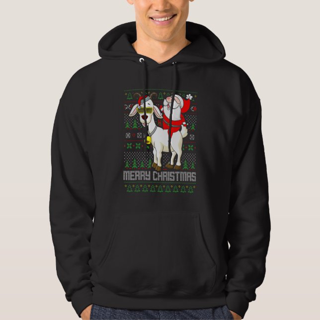 Sudadera Cabra Santa Claus Feliz Navidad a Ugly Xma (Anverso)