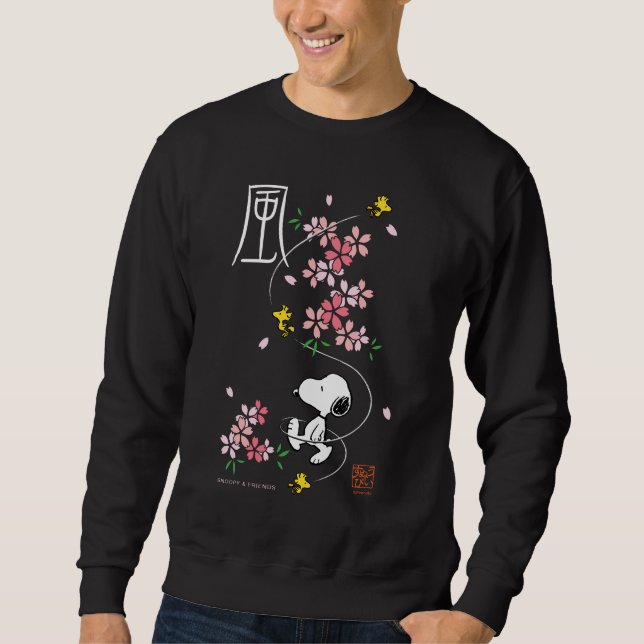 Sudadera Cacahuetes | Flores de primavera rosada Snoopy & W (Anverso)