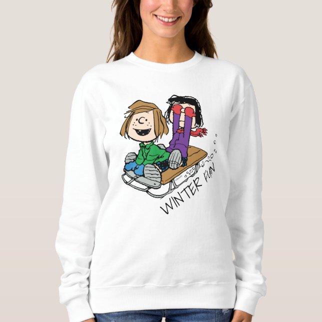 Sudadera Cacahuetes | Patty Peppermint & Marcie Sled Riding (Anverso)