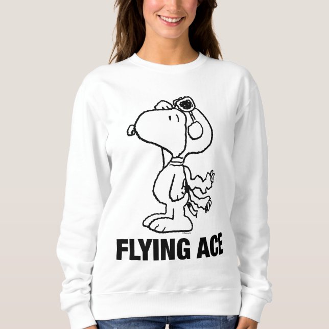 Sudadera Cacahuetes | Snoopy Ace Volador BW (Anverso)