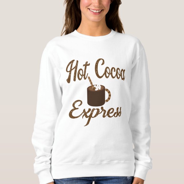 Sudadera Cacao Express Caliente, Chocolate Caliente, Caída, (Anverso)